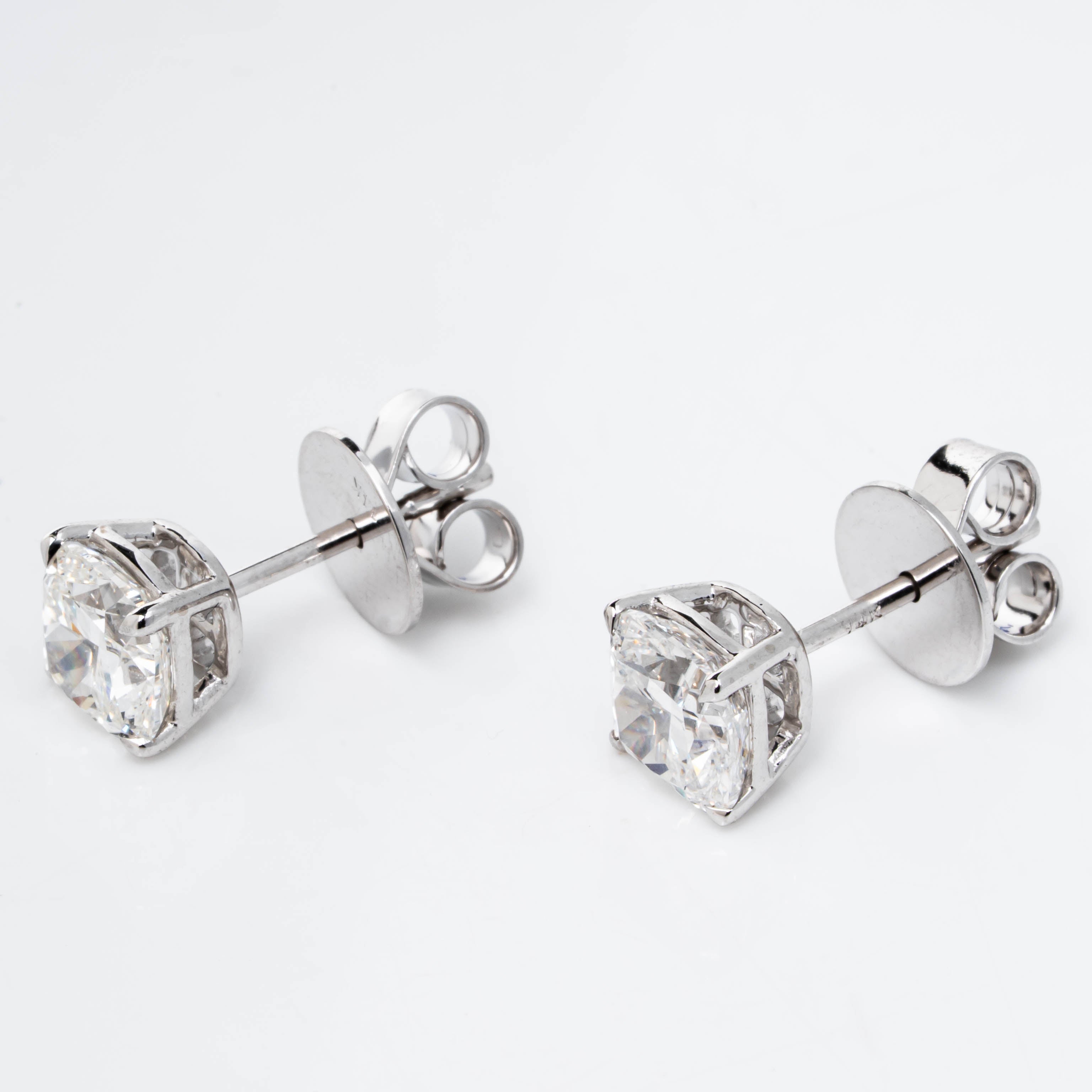 CUSHION CUT SOLITAIRE LAB-GROWN DIAMOND STUD EARRINGS IN  GOLD