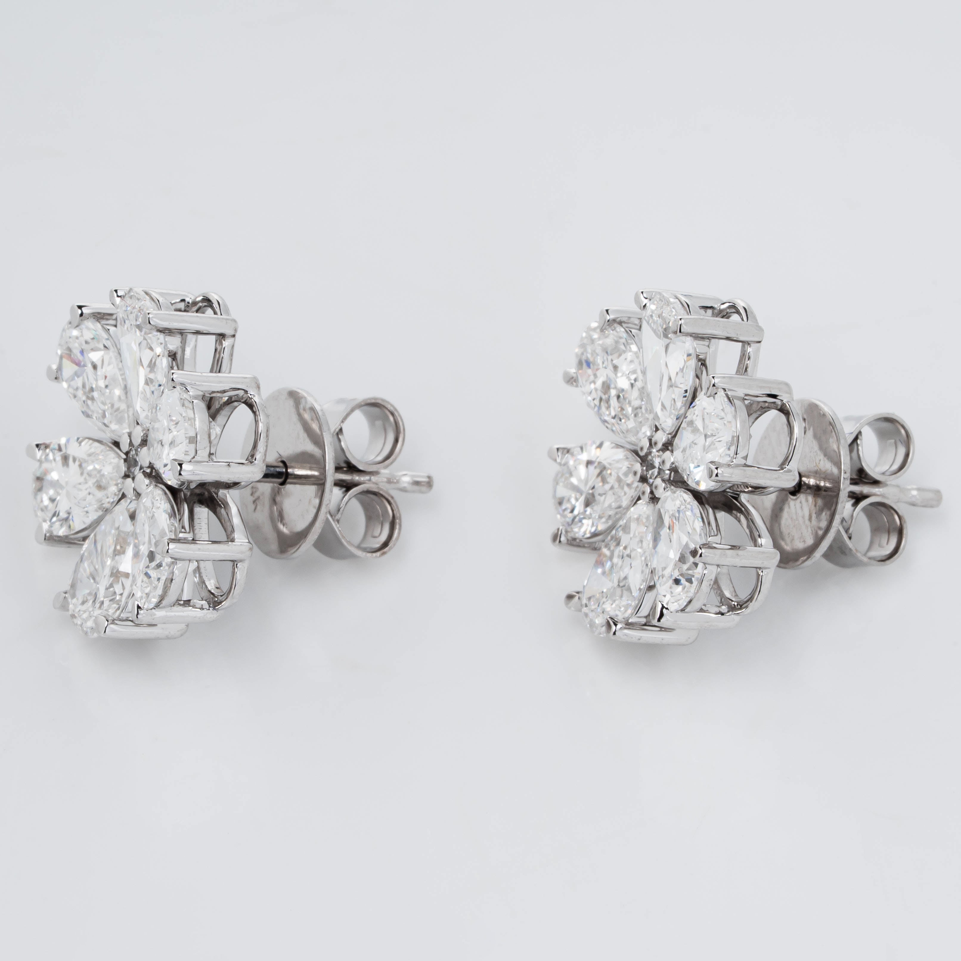PEAR CUT DIAMOND FLORAL CLUSTER EARRINGS