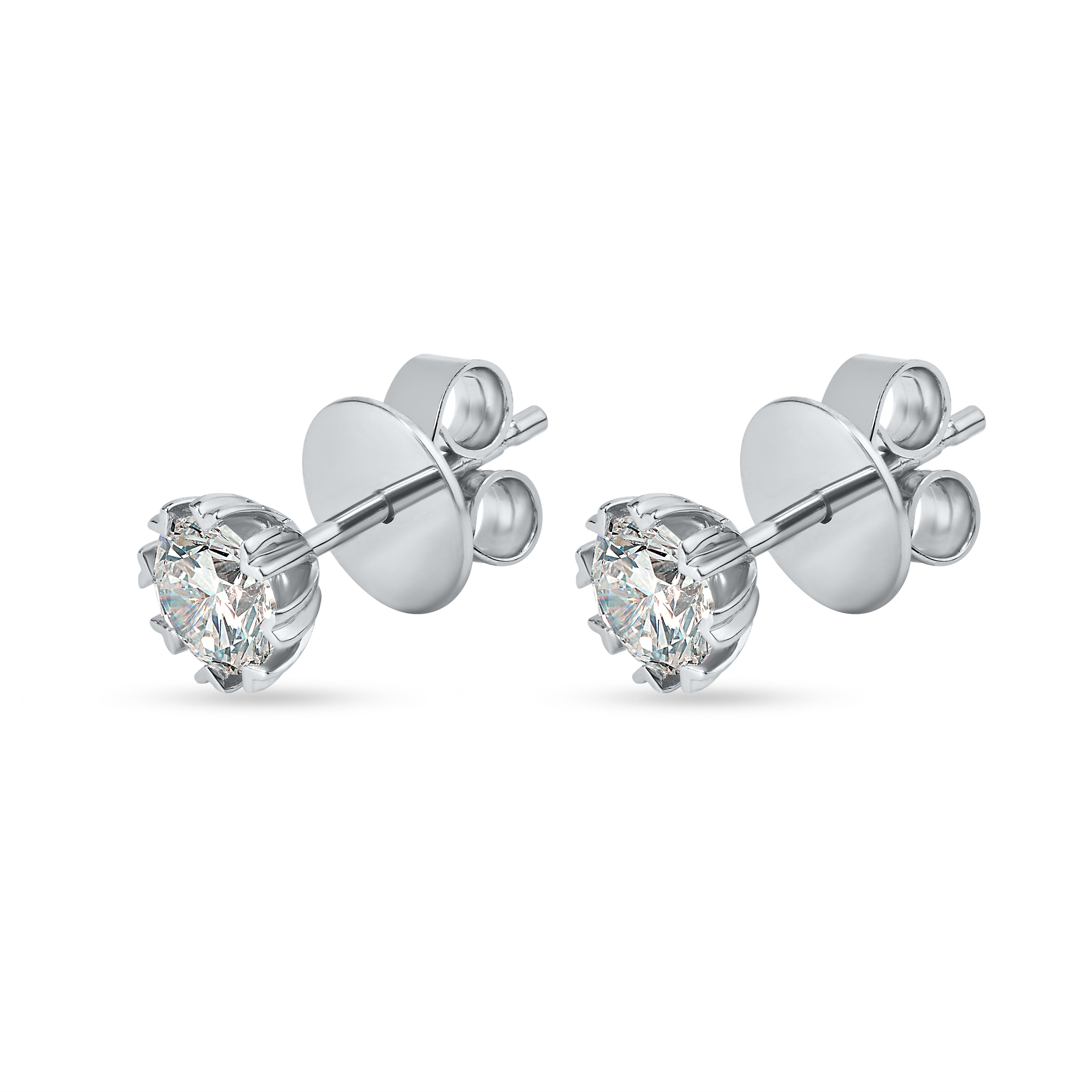 FANCY HEART PRONG CLUSTER SETTING ROUND DIAMOND STUD EARRINGS