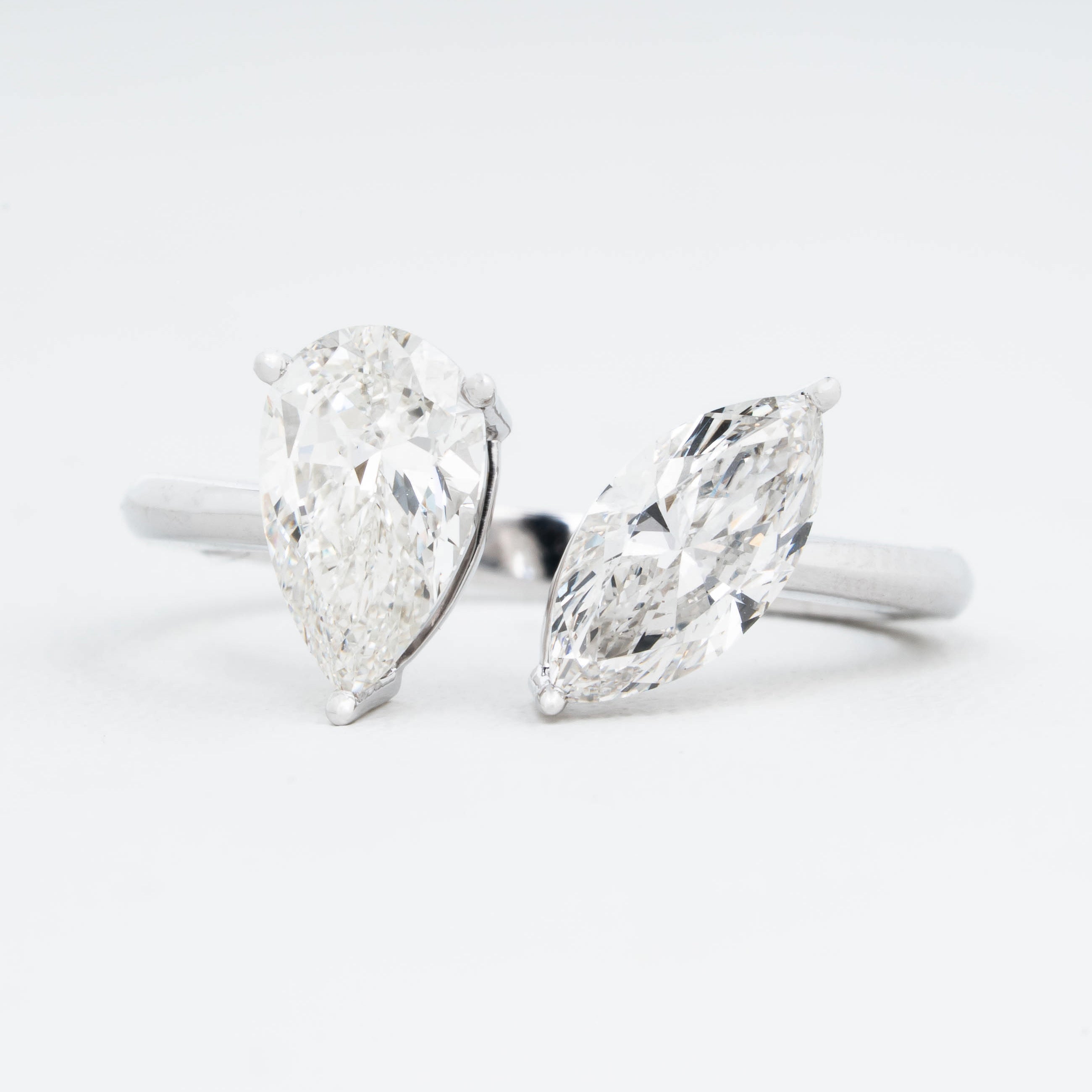 DUET RING IN MARQUISE & PEAR CUT SOLITAIRE LAB GROWN DIAMOND