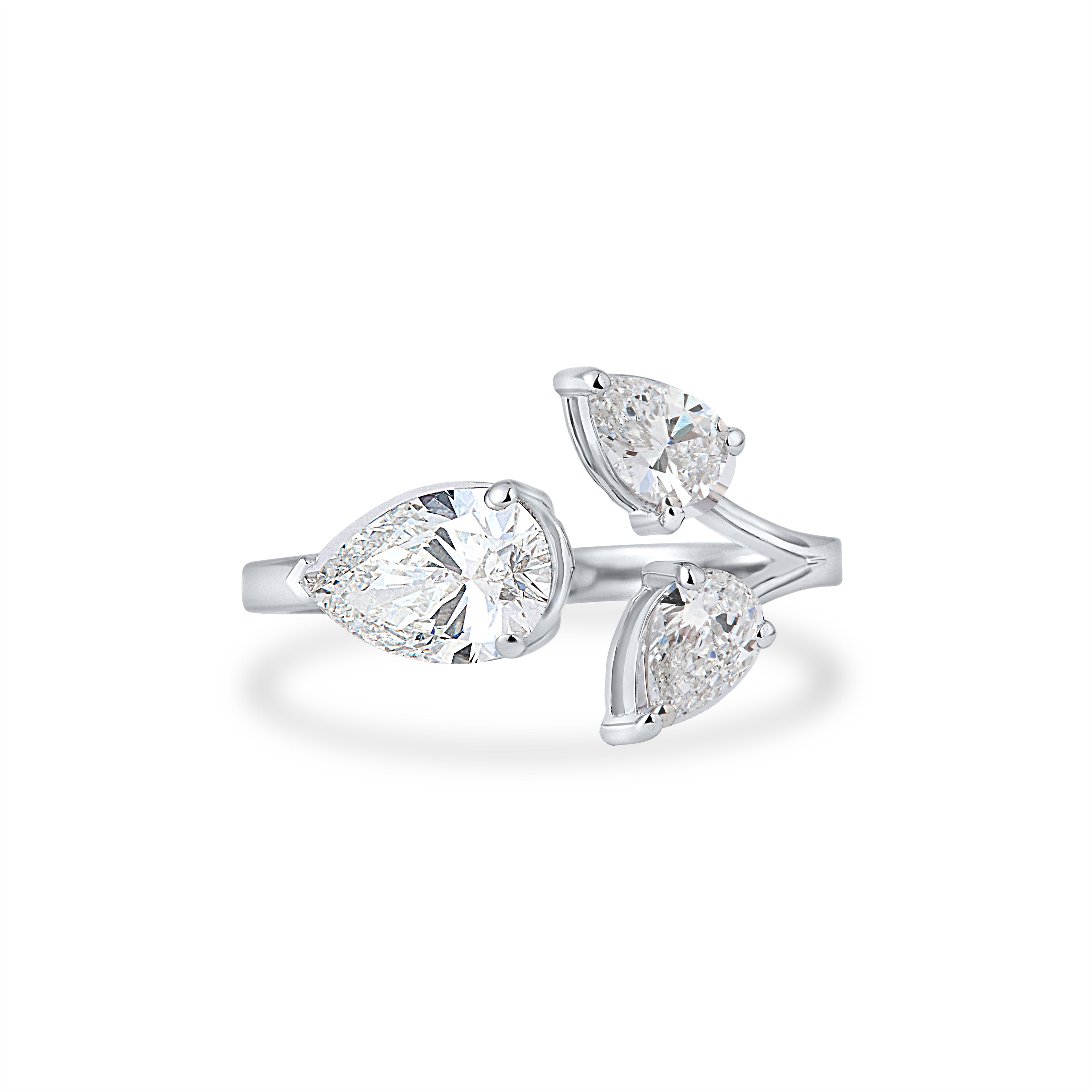 FLORAL RING SHOWCASING PERFECT PEAR CUT SOLITAIRE LAB GROWN DIAMOND