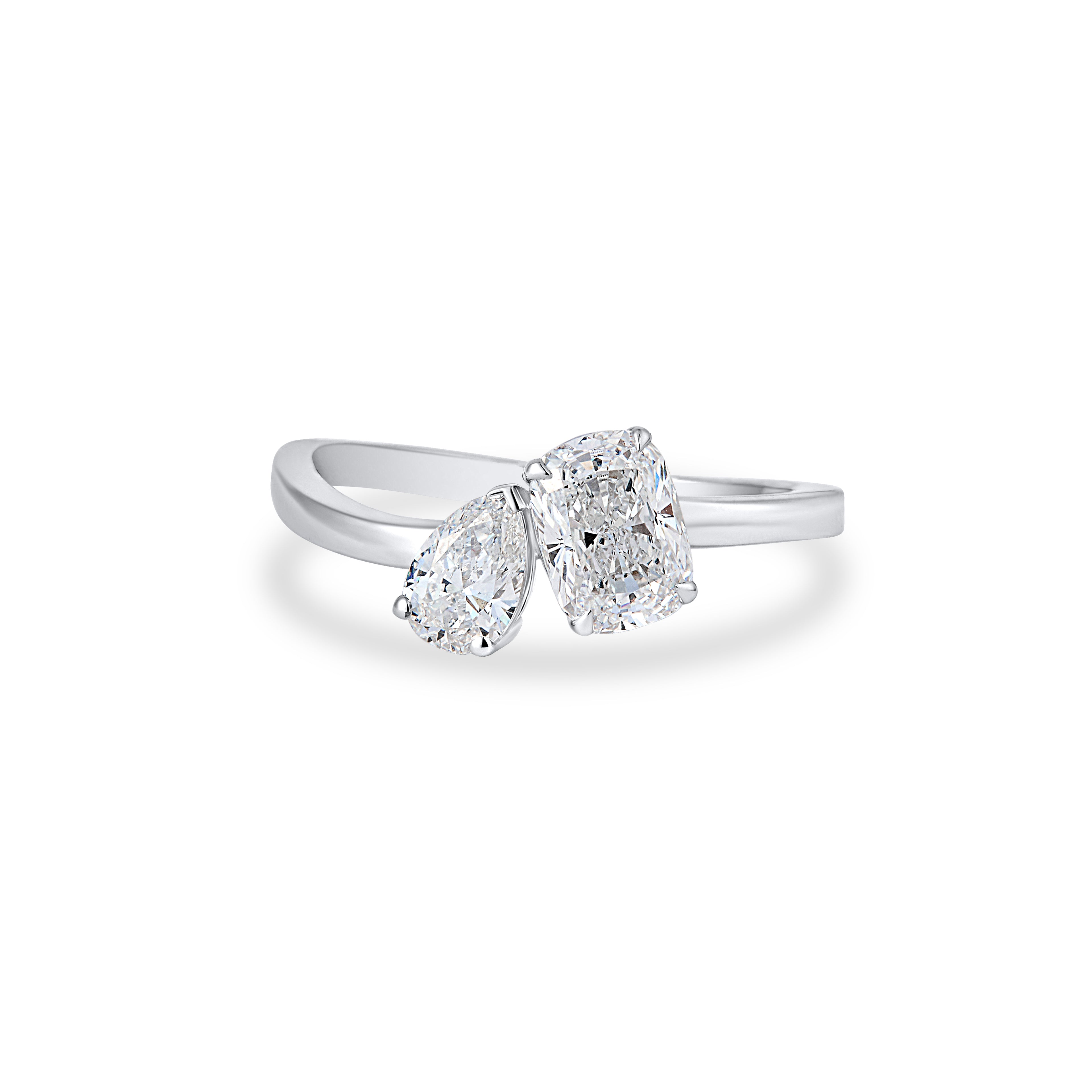 DUET RING IN CUSHION & PEAR CUT SOLITAIRE LAB GROWN DIAMOND