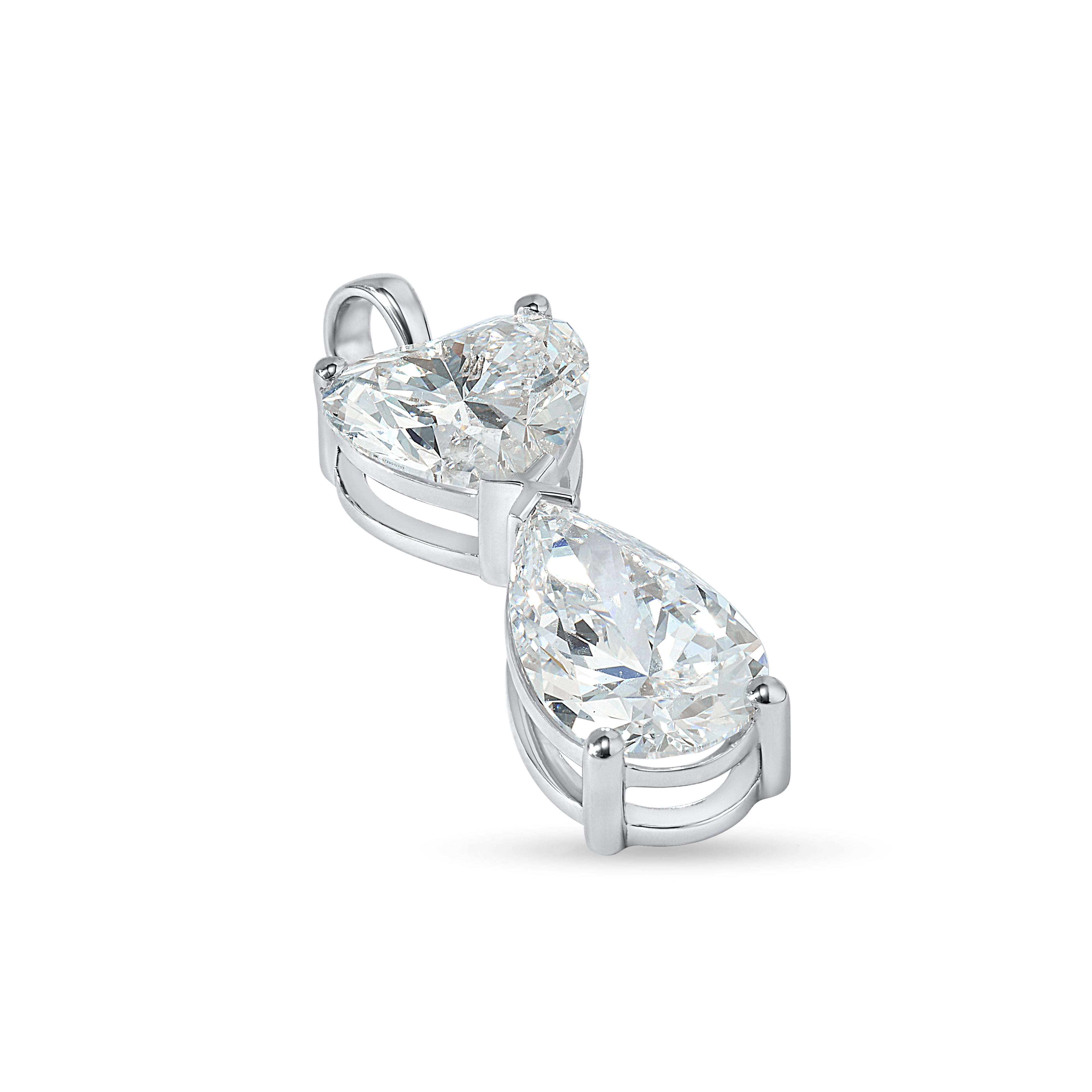 TWO STONE PENDENT EMBRACING PERFECT PEAR & HEART CUT SOLITAIR LAB GROWN DIAMOND