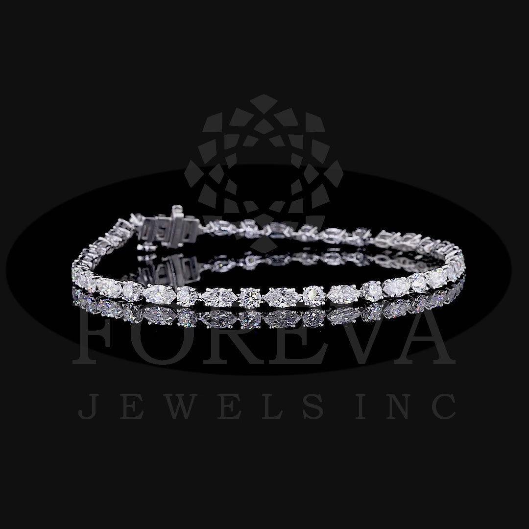 ROUND & MARQUISE CUT LAB GROWN DIAMOND TENNIS BRACELET