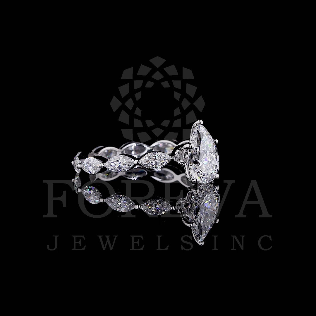 HALO RING IN PEAR & MARQUISE CUT SOLITAIRE LAB GROWN DIAMOND