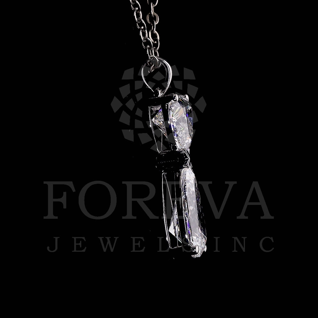 TWO STONE PENDENT EMBRACING PERFECT PEAR & HEART CUT SOLITAIR LAB GROWN DIAMOND