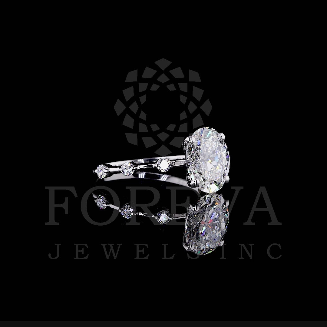 OVAL HIDDEN HALO RING IN ROUND CUT SOLITAIRE LAB GROWN DIAMOND