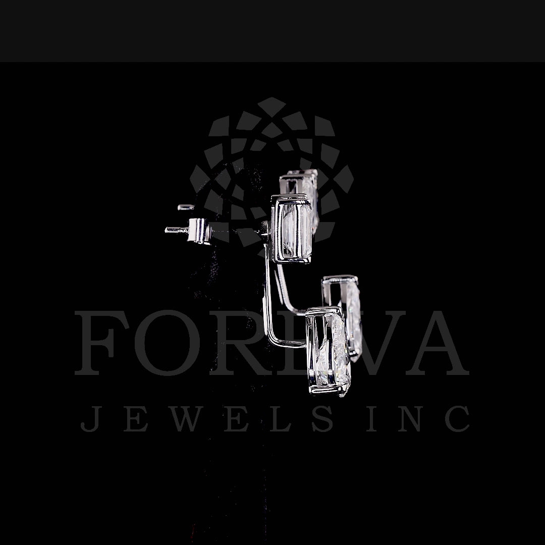 CASCADE DUET EARRINGS WITH EMERALD AND PEAR SOLITAIRE DIAMOND