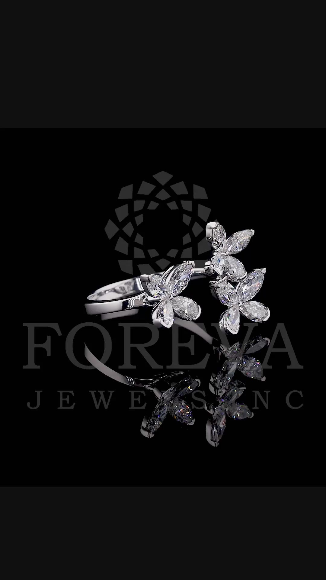 CLASSIC BUTTERFLY RING IN PEAR & MARQUISE CUT SOLITAIRE LAB GROWN DIAMOND