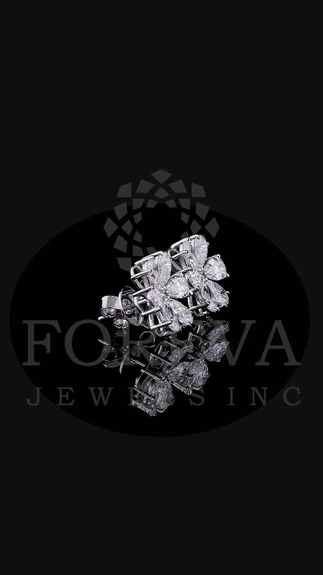 PEAR CUT DIAMOND FLORAL CLUSTER EARRINGS