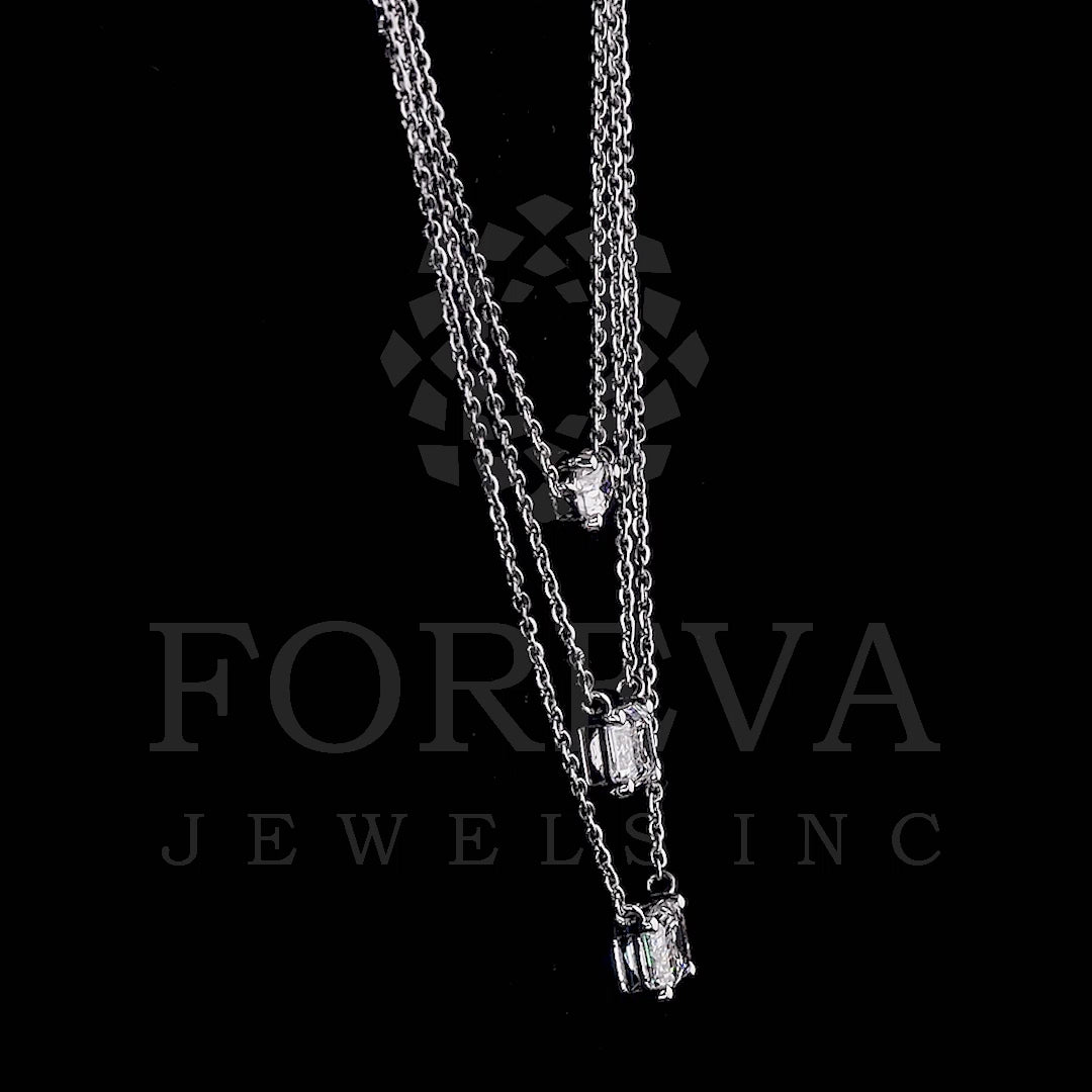 TRIPPLE LAYERED NECKLACE IN EMERALD & PEAR CUT LAB GROWN DIAMOND