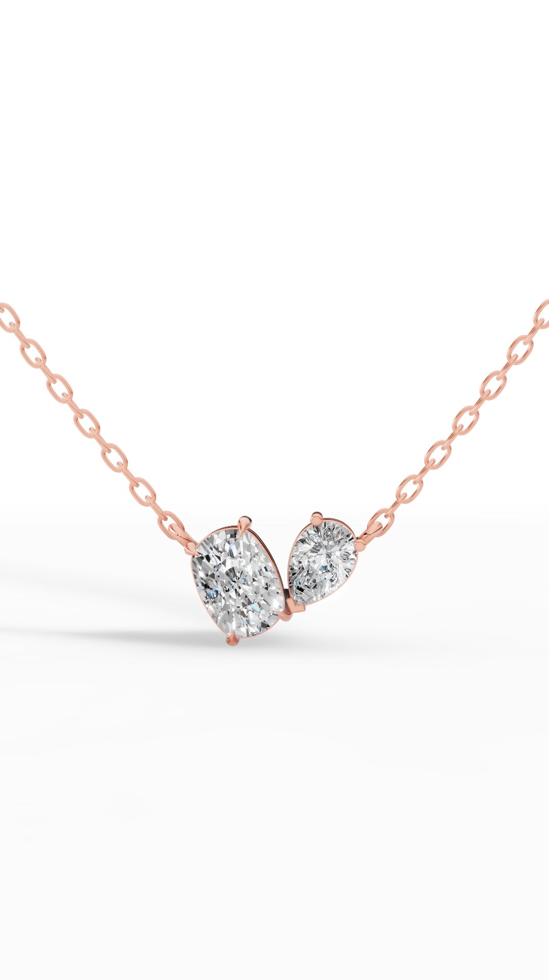 NECKLACE WITH CUSHION & PEAR CUT LAB GROWN DIAMOND