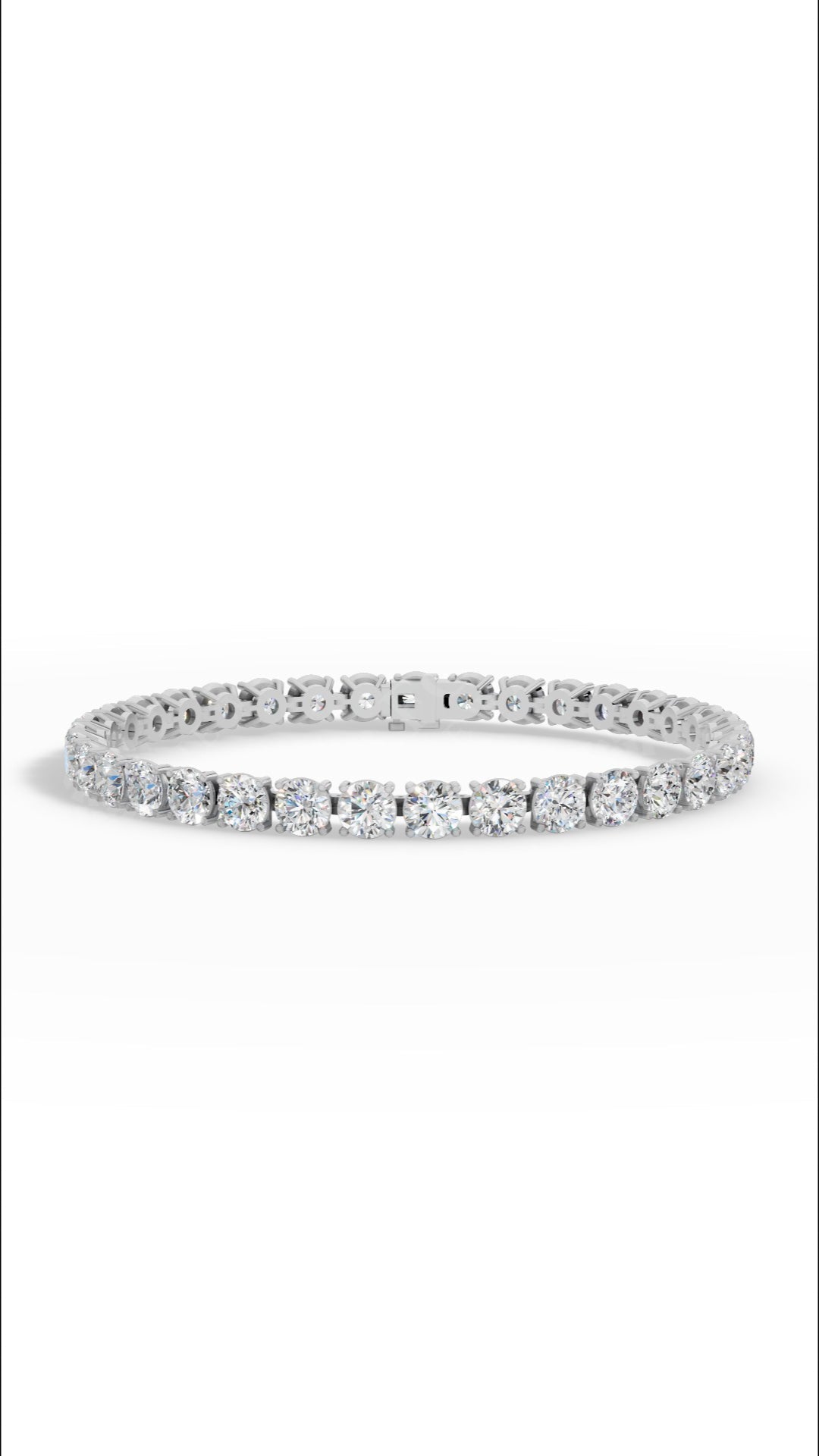 Elongated Four Prong Round Bracelet Tennis Bracelet 10K White Gold 10 CTW
