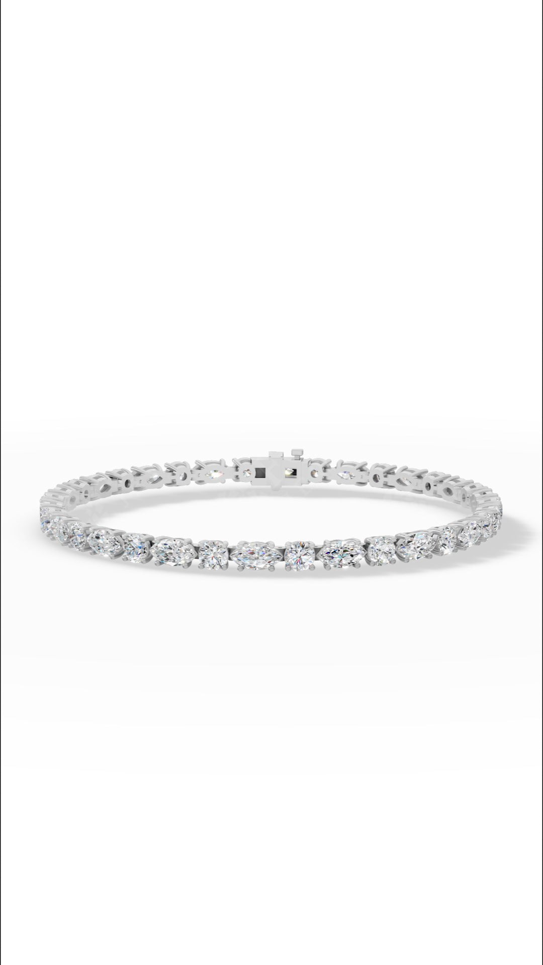 Round & Marquise Cut Lab Grown Diamond Tennis Bracelet