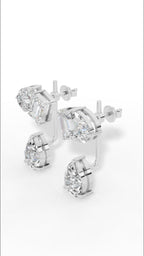 Multi Stone Cascade Duet Earrings With Emerald And Pear Cut