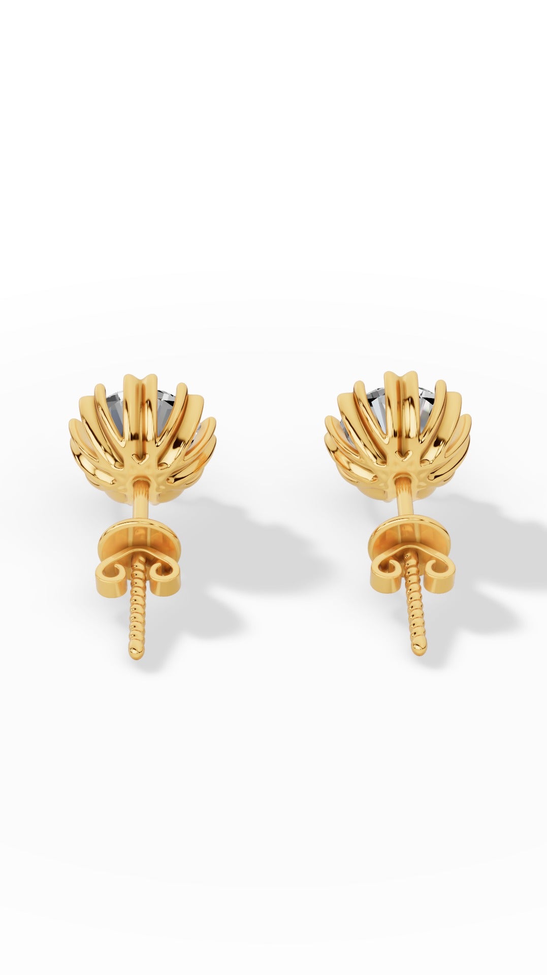 FANCY PRONG SETTING ROUND DIAMOND STUD EARRINGS