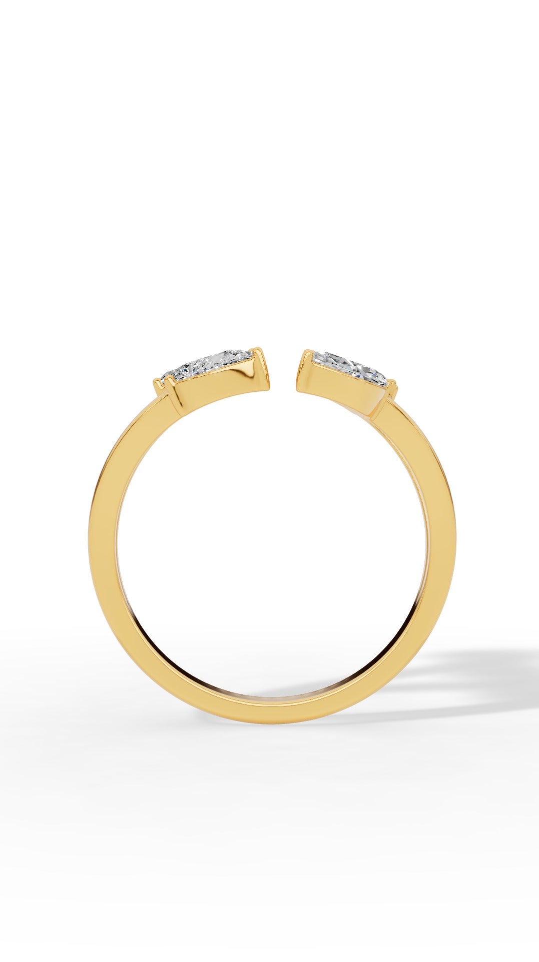 VERTICAL GAP RING WITH FANCY SHAPE SOLITAIRE LAB GROWN DIAMONDS