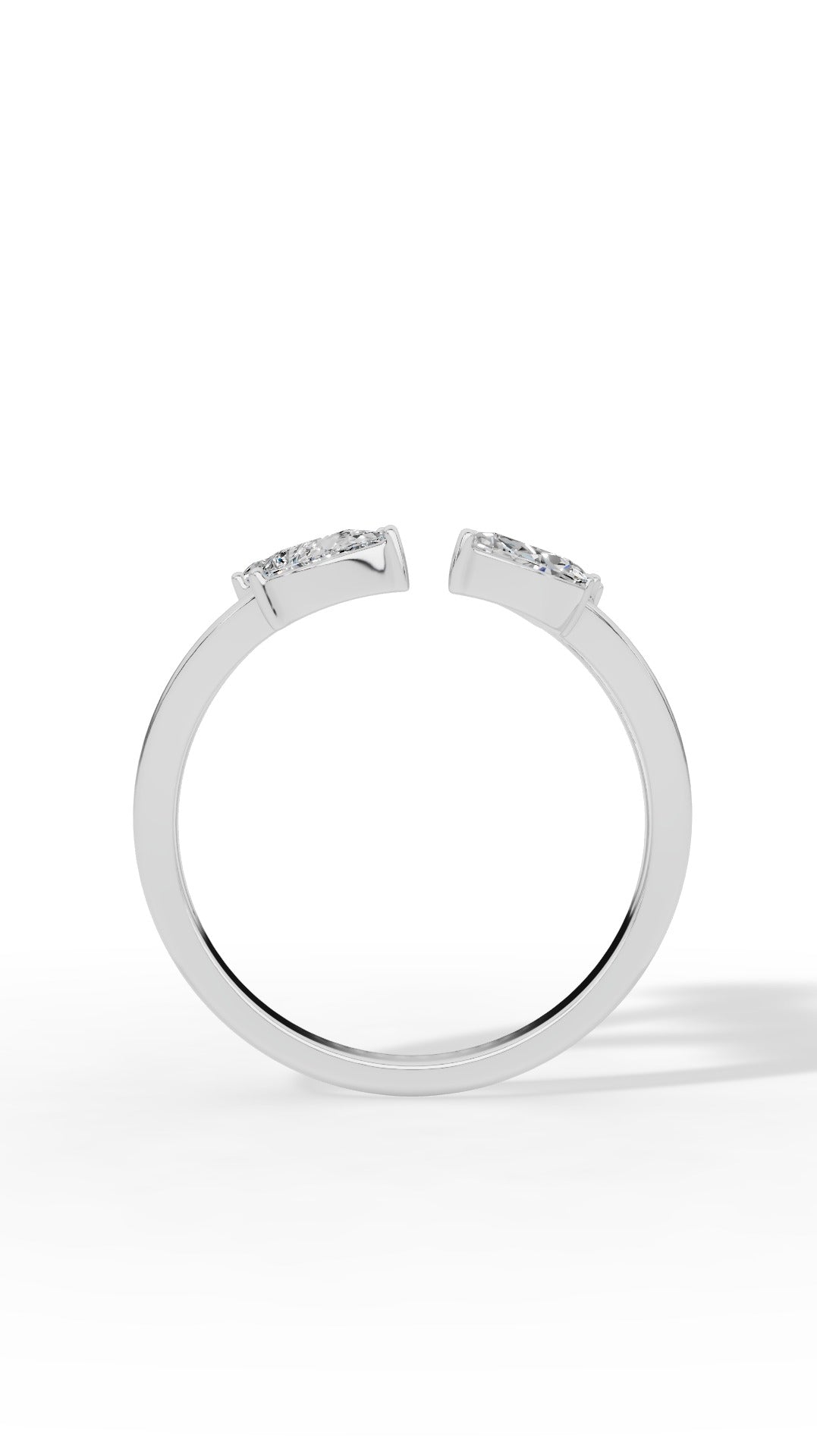 VERTICAL GAP RING WITH FANCY SHAPE SOLITAIRE LAB GROWN DIAMONDS
