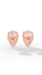 Pear Cut Three Prong  Solitaire Stud Earrings