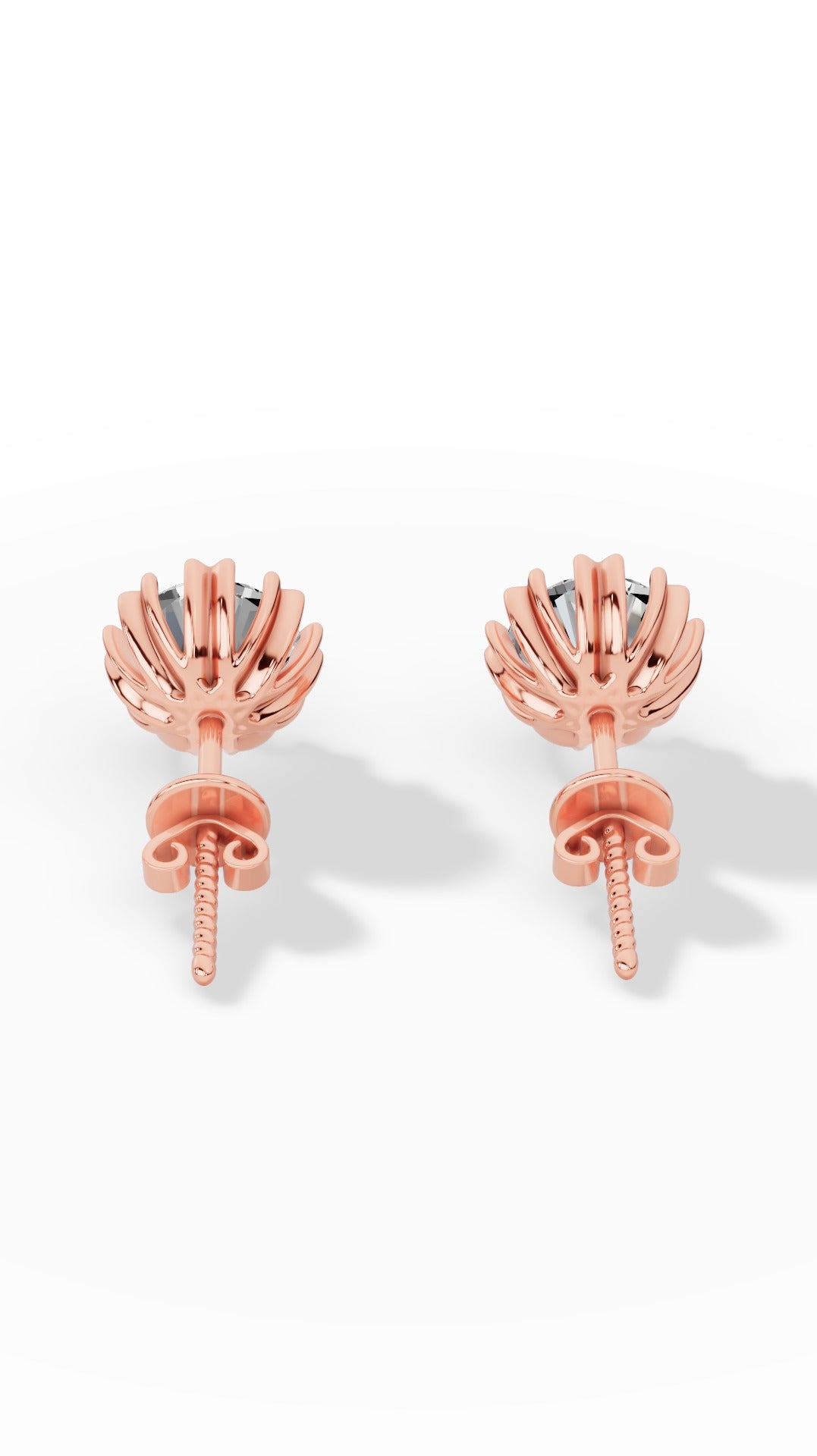 FANCY PRONG SETTING ROUND DIAMOND STUD EARRINGS