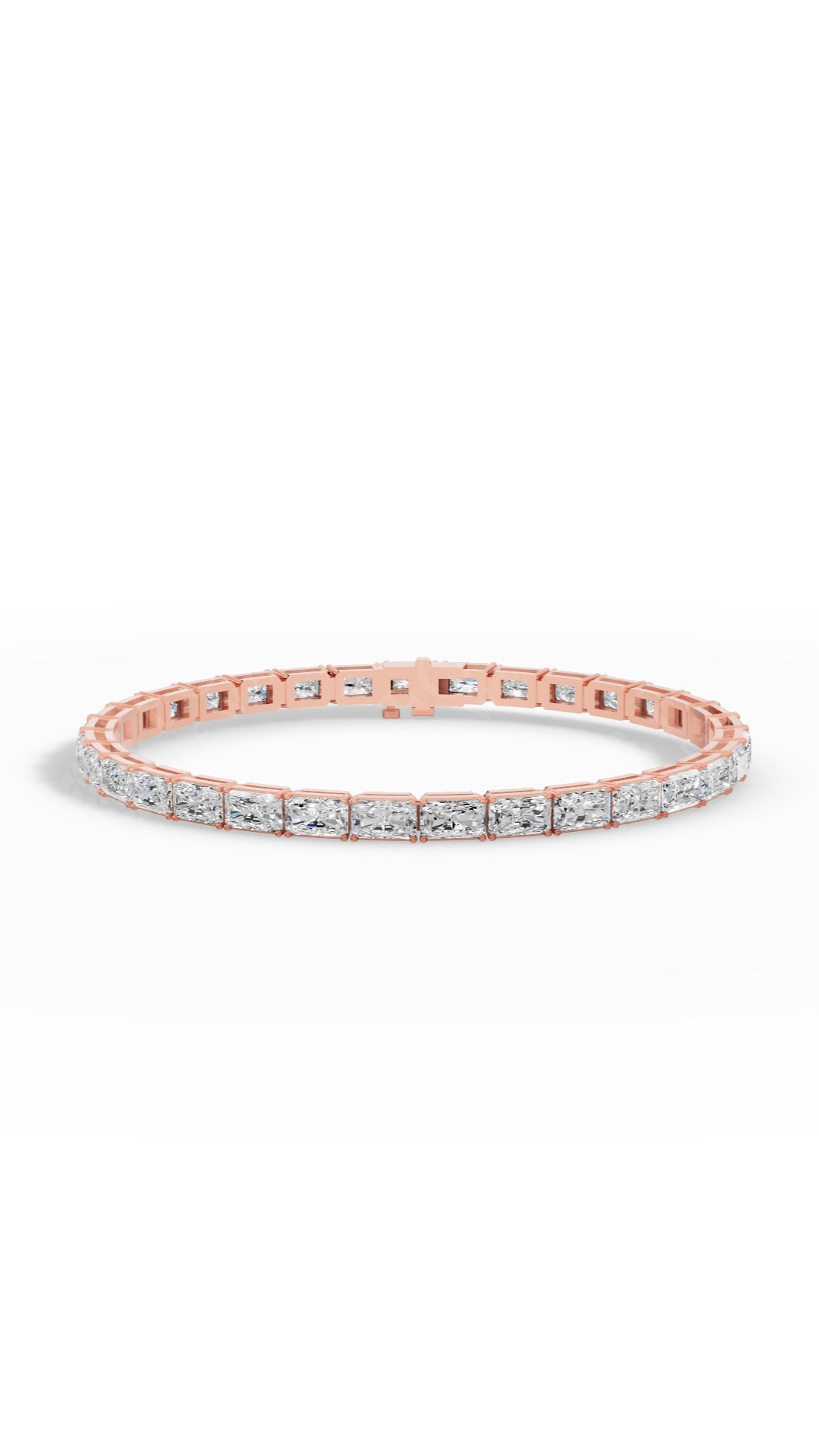Emerald Cut Tennis Bracelet Lab Grown Diamonds 10K Rose Gold 10.8 CTW