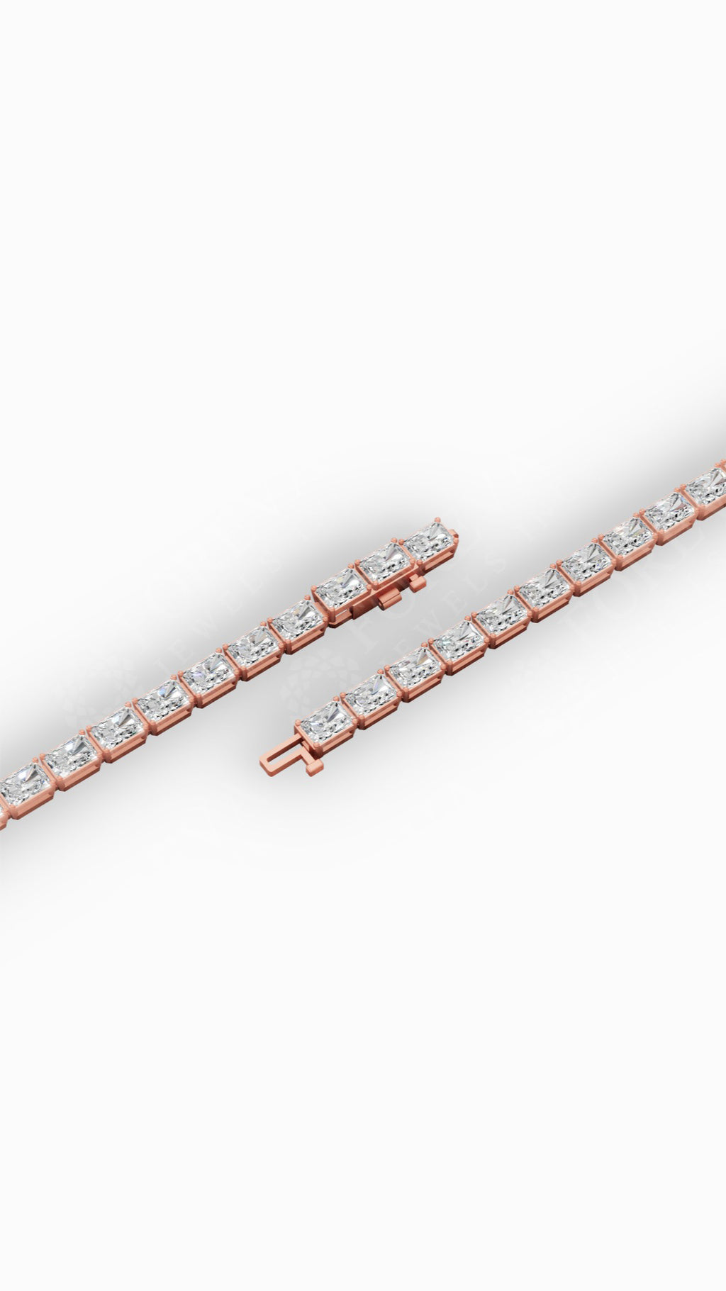 Emerald Cut Tennis Bracelet Lab Grown Diamonds 14K Rose Gold 10.8 CTW