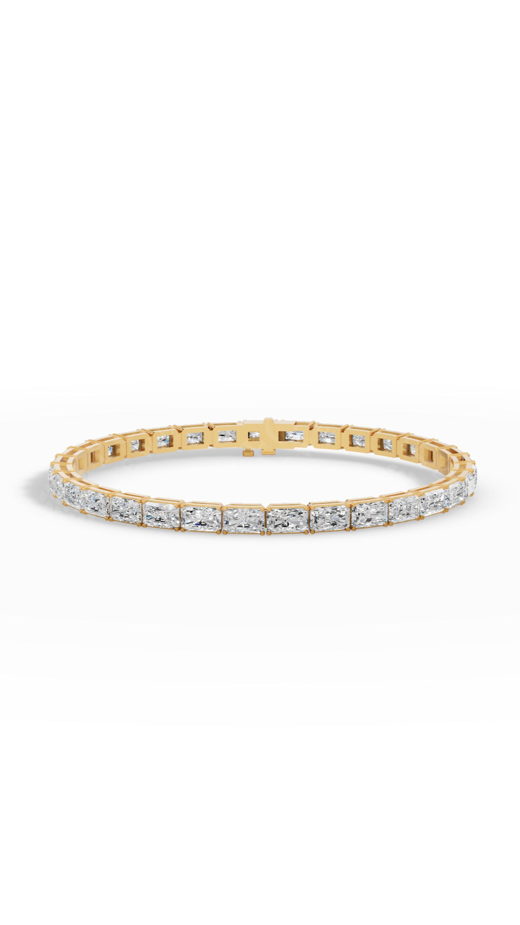 Emerald Cut Tennis Bracelet Lab Grown Diamonds 18K Yellow Gold 10.8 CTW