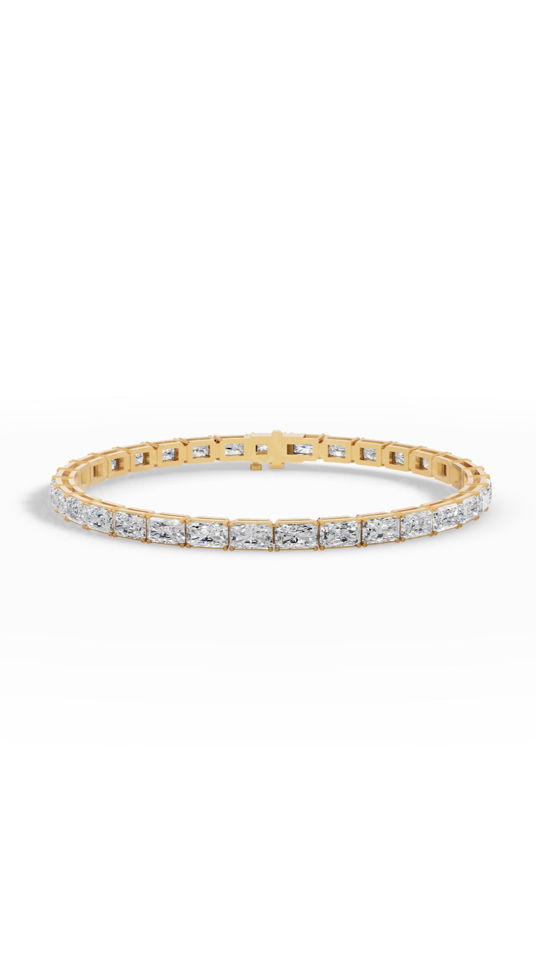 Emerald Cut Tennis Bracelet Lab Grown Diamonds 18K Yellow Gold 10.8 CTW