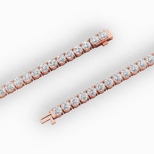 7" Classic Round Cut Tennis Bracelet Lab Grown Diamonds 14K Rose Gold 7 CTW