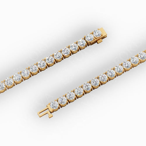7" Classic Round Cut Tennis Bracelet Lab Grown Diamonds 14K Yellow Gold 7 CTW