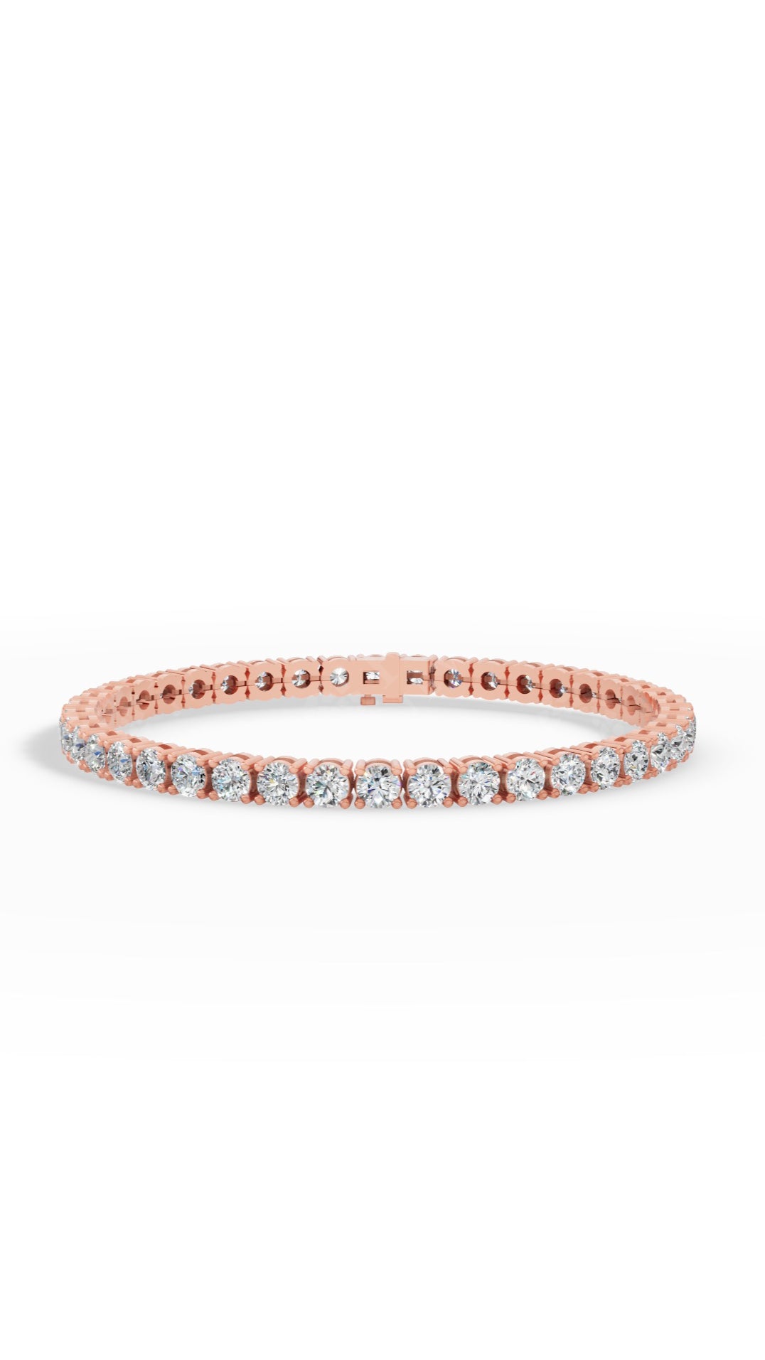 7" Elegant Round Cut Tennis Bracelet Lab Grown Diamonds 14K Rose Gold 7 CTW
