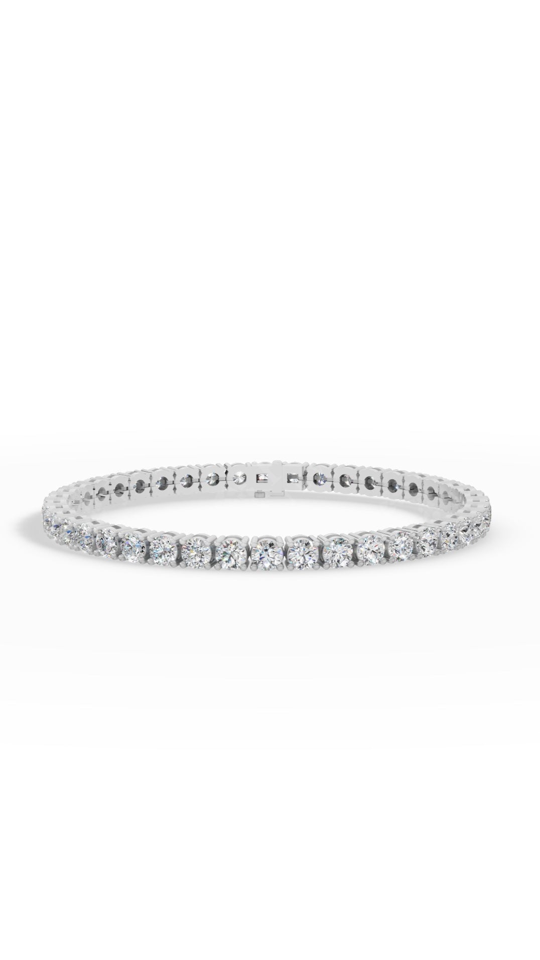7" Elegant Round Cut Tennis Bracelet Lab Grown Diamonds 14K White Gold 7 CTW