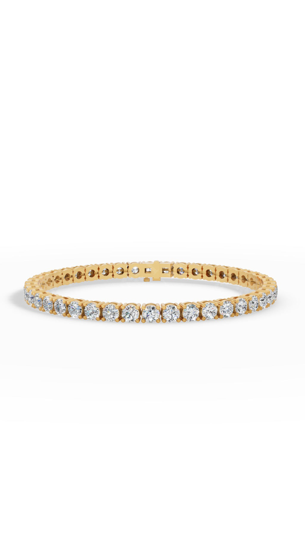 7" Elegant Round Cut Tennis Bracelet Lab Grown Diamonds 18K Yellow Gold 7 CTW