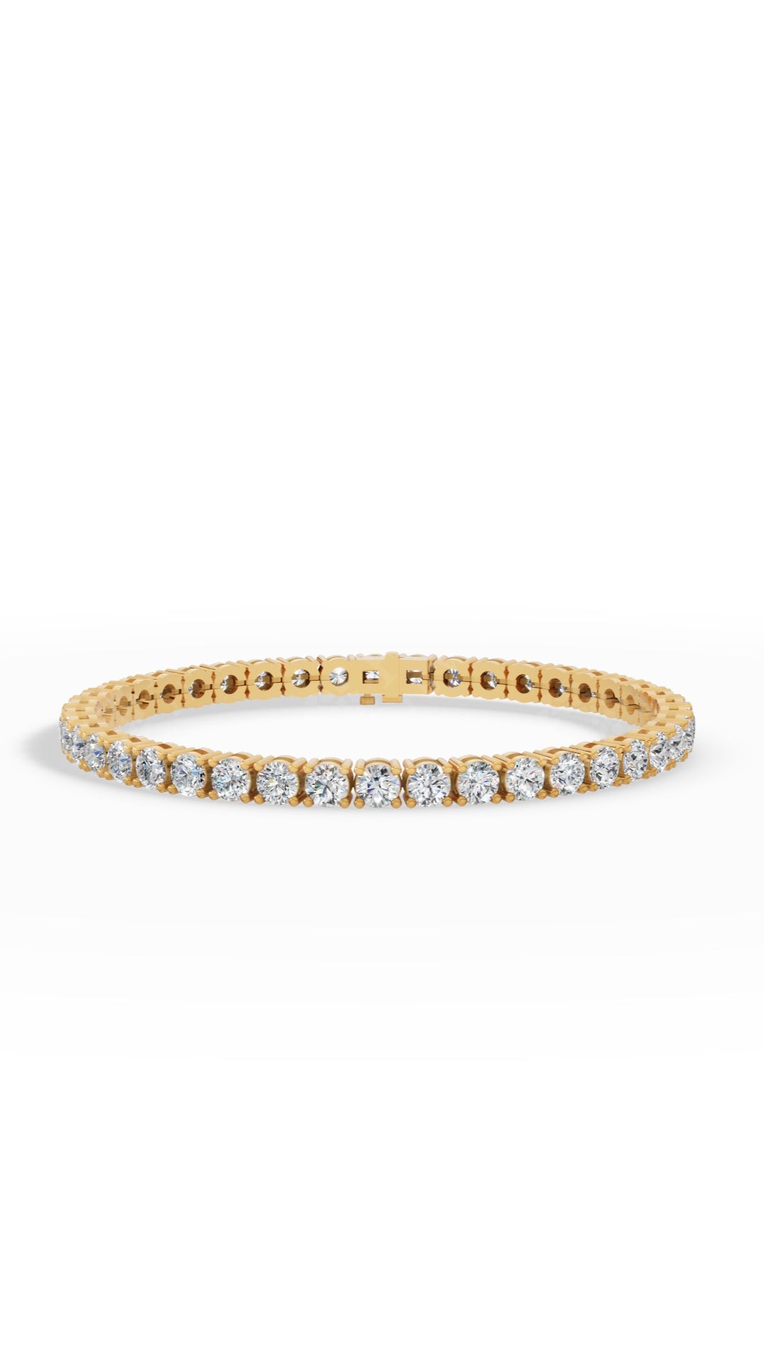 7" Elegant Round Cut Tennis Bracelet Lab Grown Diamonds 18K Yellow Gold 7 CTW