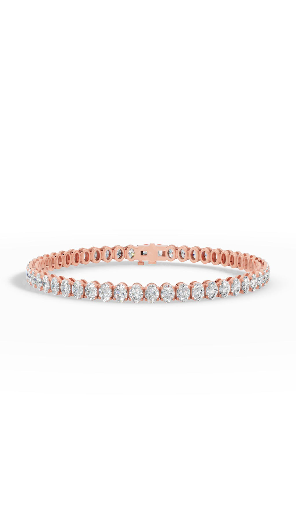 7" Oval Cut Tennis Bracelet 10K Rose Gold 8.3 CTW