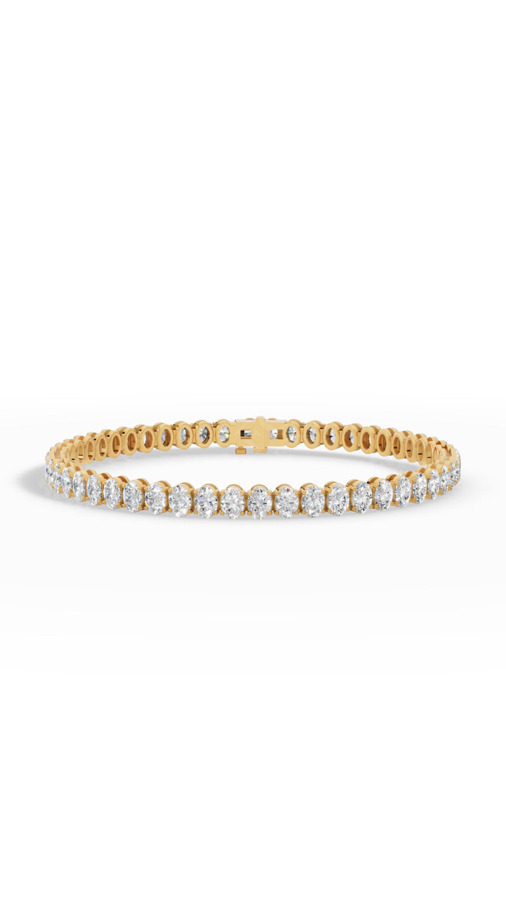 7" Oval Cut Tennis Bracelet 10K Yellow Gold 8.3 CTW