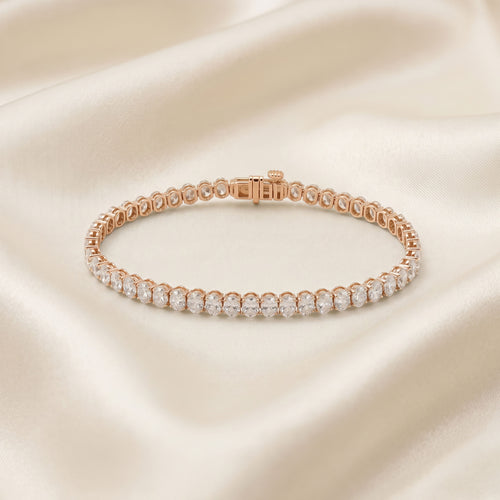 7" Oval Cut Tennis Bracelet Lab Grown Diamonds 14K Rose Gold 7 CTW