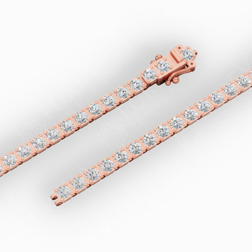 7" Round Cut Tennis Bracelet Lab Grown Diamonds 10K Rose Gold 3.90 CTW