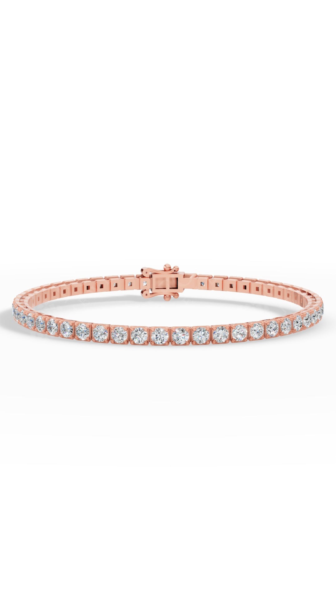 7" Round Cut Tennis Bracelet Lab Grown Diamonds 10K Rose Gold 4.4 CTW