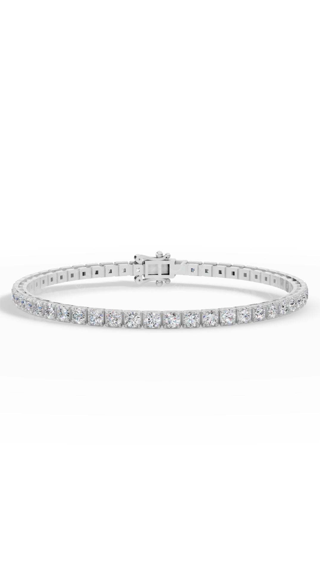 7" Round Cut Tennis Bracelet Lab Grown Diamonds 10K White Gold 4.4 CTW