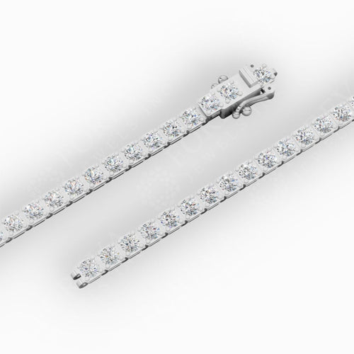 7" Round Cut Tennis Bracelet Lab Grown Diamonds 14K White Gold 3.90 CTW