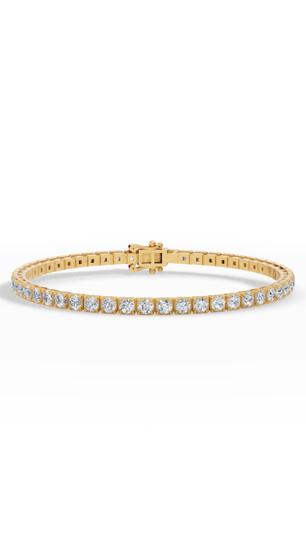 7" Round Cut Tennis Bracelet Lab Grown Diamonds 14K Yellow Gold 4.4 CTW