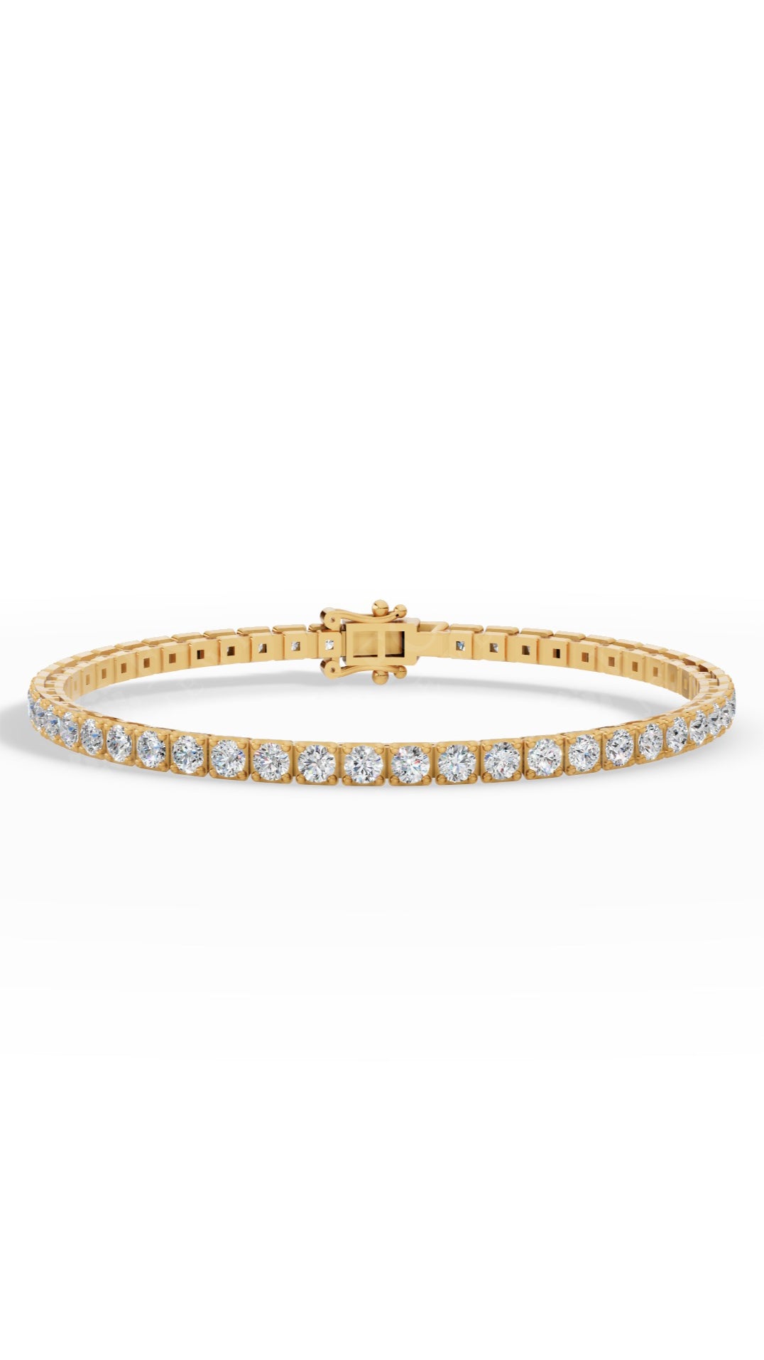 7" Round Cut Tennis Bracelet Lab Grown Diamonds 14K Yellow Gold 4.4 CTW