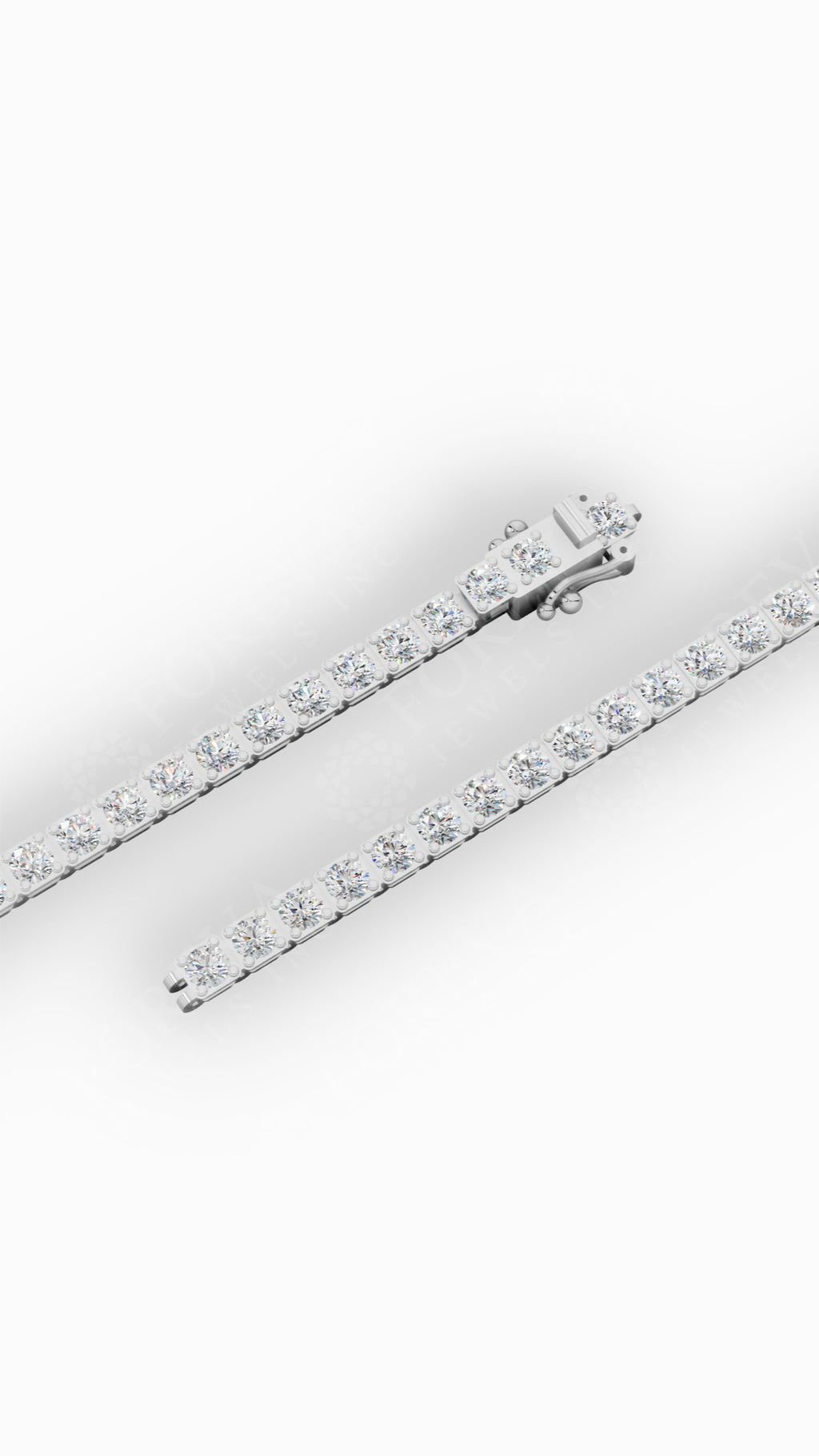 7" Round Cut Tennis Bracelet Lab Grown Diamonds 18K White Gold 4.4 CTW