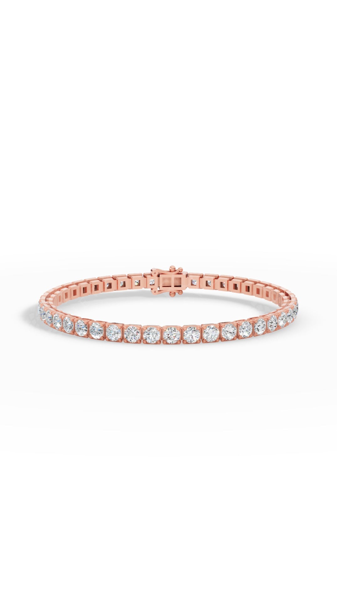 7" Sleek Round Cut Tennis Bracelet Lab Grown Diamonds 10K Rose Gold 7.1 CTW
