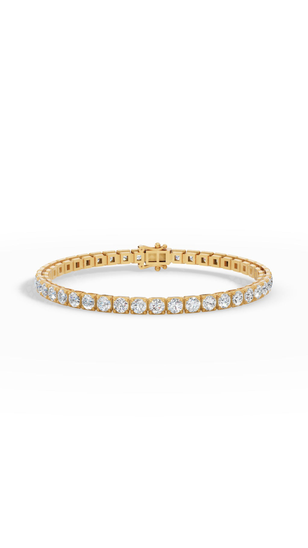 7" Sleek Round Cut Tennis Bracelet Lab Grown Diamonds 14K Yellow Gold 7.1 CTW