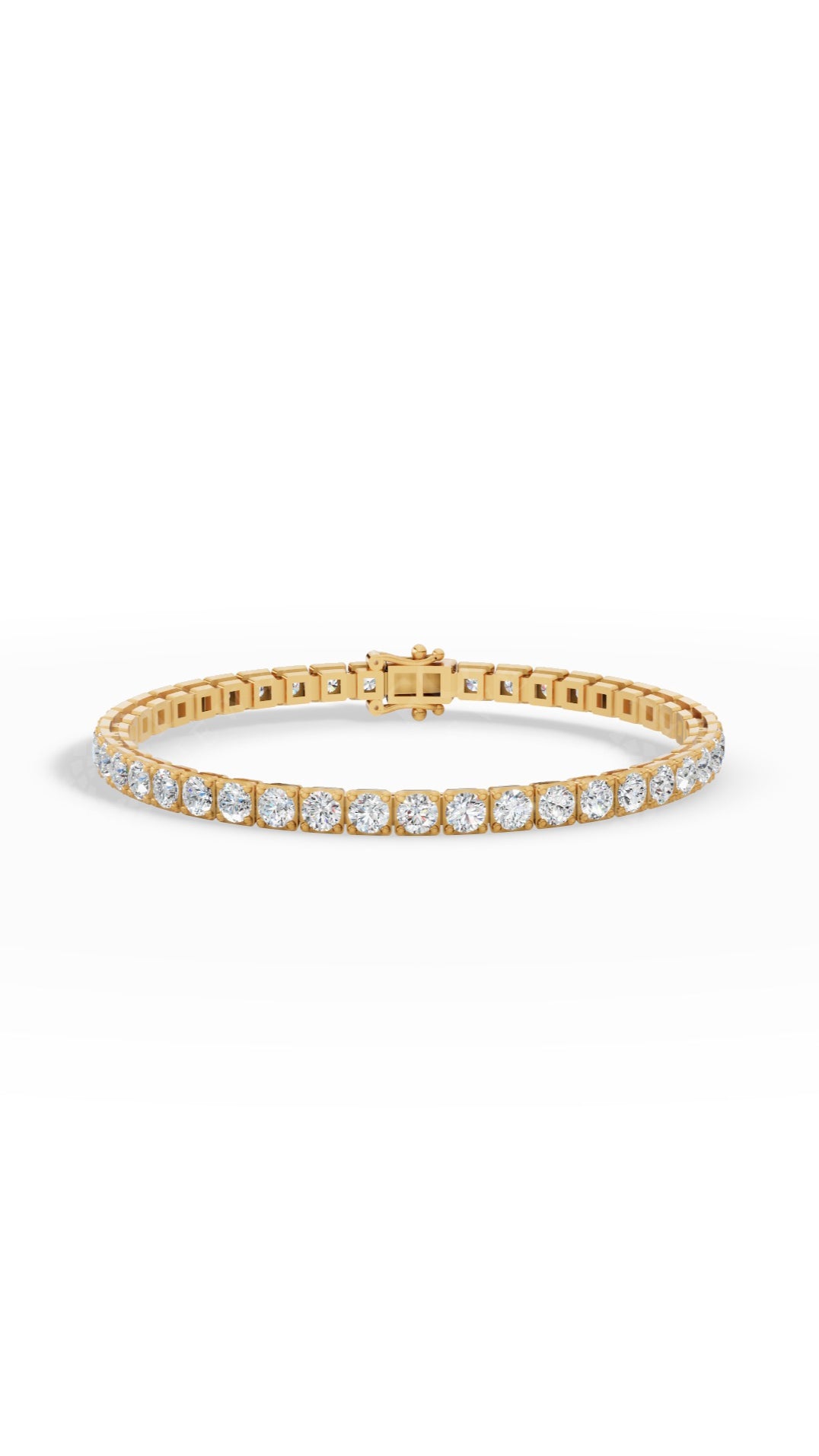 7" Sleek Round Cut Tennis Bracelet Lab Grown Diamonds 14K Yellow Gold 7.1 CTW