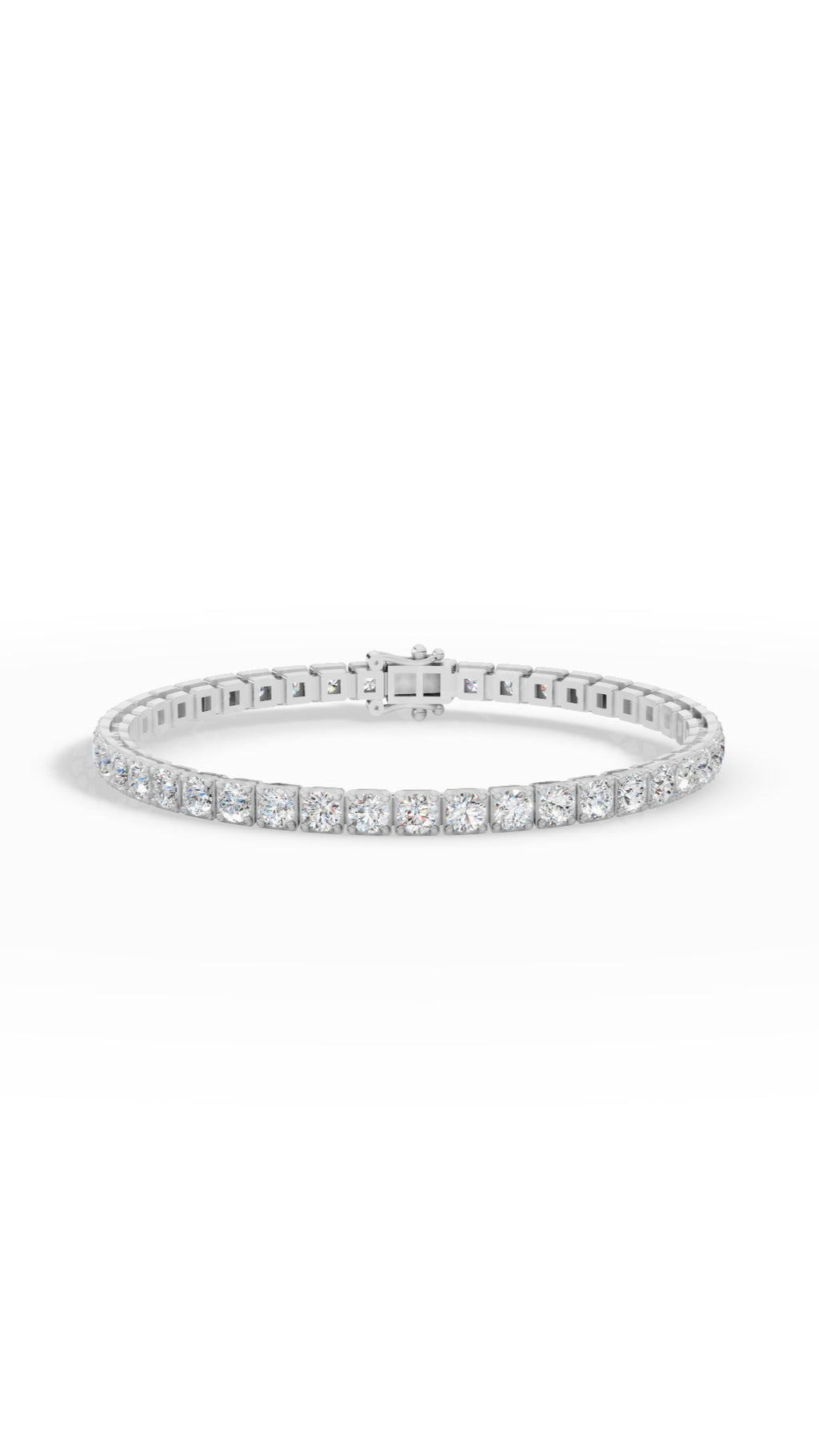 7" Sleek Round Cut Tennis Bracelet Lab Grown Diamonds 18K White Gold 7.1 CTW