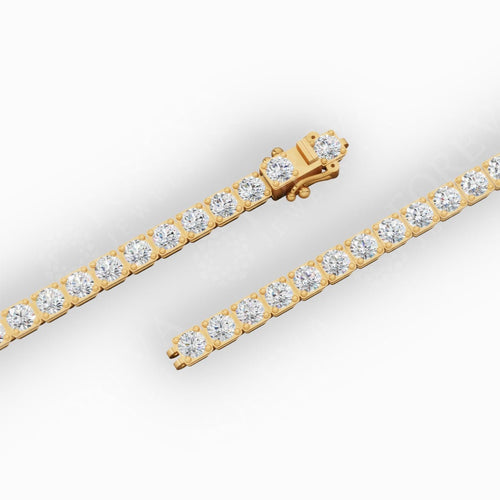 7" Sleek Round Cut Tennis Bracelet Lab Grown Diamonds 18K Yellow Gold 6 CTW