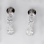 DROP EARRINGS WITH COMBINATION OF CUSHION, OVAL, & PEAR CUT SOLITAIRE DIAMOND  IN GOLD
